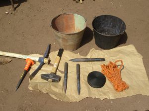 Equipment used to dig a well in Mali, West Africa